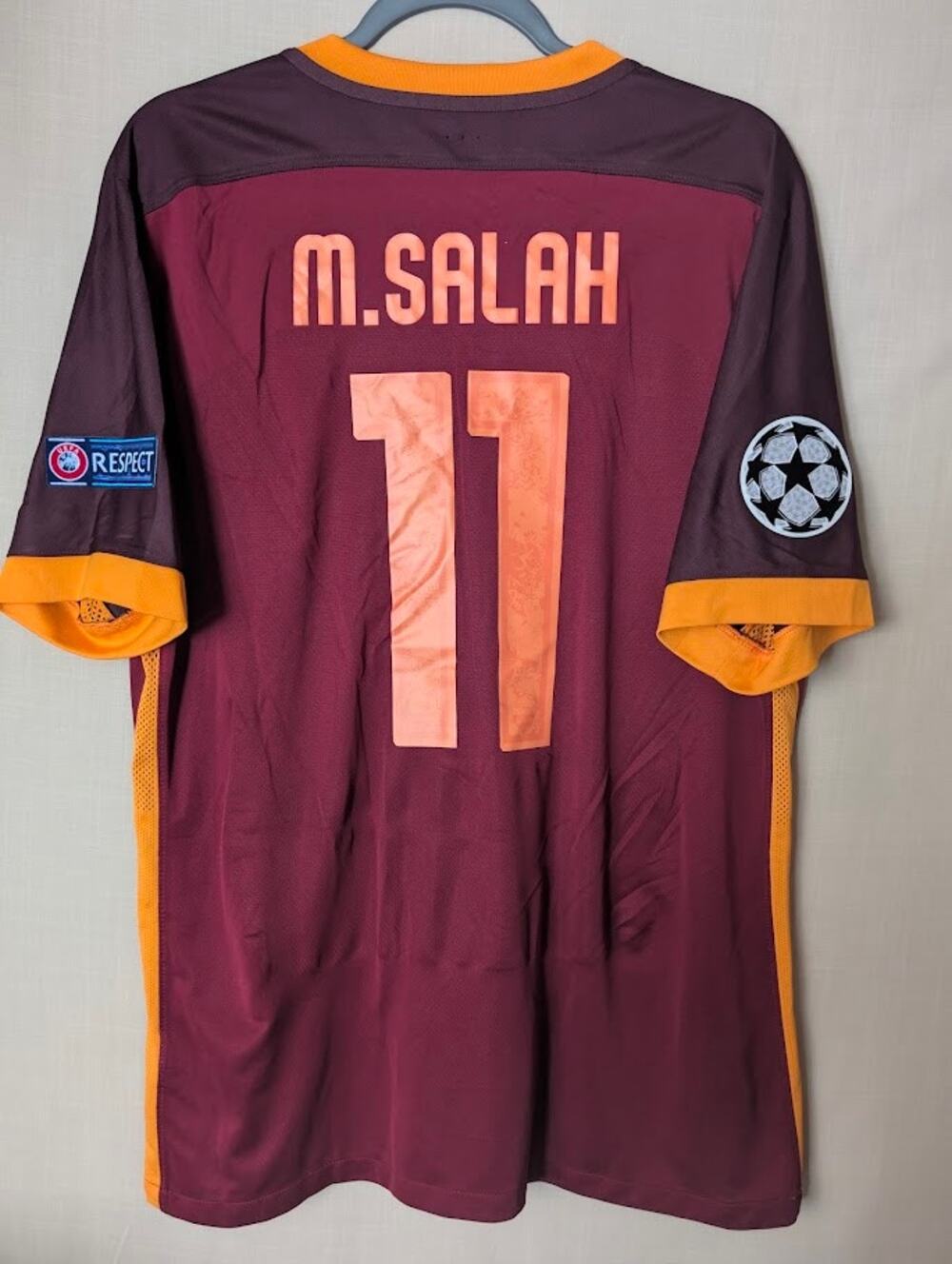AS Roma 2015-16 Home Mohamed Salah Jersey Men's XL Nike UCL Patched